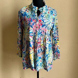 JOHN MARK Embroidered Eyelet Blouse